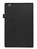 Sony Xperia Z4 Standl Yan Kapakl Siyah Deri Klf - Resim: 1