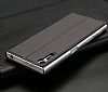Sony XZ Premium Czdanl Yan Kapakl Dark Silver Deri Klf - Resim: 11