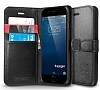 Spigen iPhone 6 / 6S Wallet Standl Kapakl Siyah Deri Klf - Resim: 1