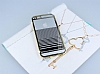 iPhone 6 / 6S Tal Metal Kenarl izgili Kristal Gold Klf - Resim: 1
