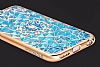 Totu Design Diamond iPhone 6 / 6S Rose Gold Kenarl Tal Mavi Silikon Klf - Resim: 5