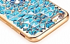 Totu Design Diamond iPhone 6 / 6S Rose Gold Kenarl Tal Mavi Silikon Klf - Resim: 2