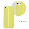 Totu Design iPhone SE / 5 / 5S Standl ift Pencereli Sar Deri Klf - Resim: 6