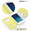 Totu Design iPhone SE / 5 / 5S Standl ift Pencereli Sar Deri Klf - Resim: 5