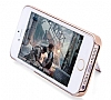 Totu Design iPhone SE / 5 / 5S Standl Metal Silver Rubber Klf - Resim: 6