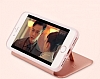 Totu Design Touch iPhone 7 Plus / 8 Plus Manyetik Kapakl Pencereli Rose Gold Deri Klf - Resim: 5