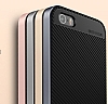 Totu Design iPhone SE / 5 / 5S Silver Kenarl Siyah Karbon Silikon Klf - Resim: 3