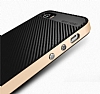 Totu Design iPhone SE / 5 / 5S Silver Kenarl Siyah Karbon Silikon Klf - Resim: 1