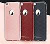 Totu Design Karbon iPhone 6 Plus / 6S Plus Krmz Silikon Klf - Resim: 8