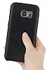 Totu Design Samsung Galaxy S7 Deri Grnml Siyah Rubber Klf - Resim: 4