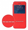 TotuDesign Touch iPhone 6 / 6S Manyetik Kapakl Pencereli Krmz Deri Klf - Resim: 7