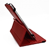 Universal 7 inch 360 Derece Dner Standl Tablet Krmz Deri Klf - Resim: 1