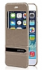 Usams iPhone 6 / 6S Manyetik Kapakl Pencereli Gold Deri Klf - Resim: 8