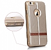 Usams iPhone 6 / 6S Manyetik Kapakl Pencereli Gold Deri Klf - Resim: 4