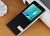Usams Muge Series Samsung Galaxy S6 Edge Plus Pencereli Standl Siyah Deri Klf - Resim: 2