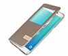 Usams Muge Series Samsung Galaxy S6 Edge Plus Pencereli Standl Gold Deri Klf - Resim: 4