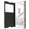 Usams Muge Series Sony Xperia Z5 Compact Pencereli Standl Siyah Deri Klf - Resim: 3