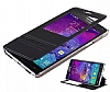 Usams Samsung Galaxy Note 4 Pencereli Standl Siyah Deri Klf - Resim: 1