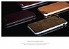 Viva Madrid Avion Classical iPhone 6 / 6S Metal Kenarl Kahverengi Deri Klf - Resim: 4