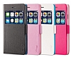 X-Fitted iPhone 6 Plus / 6S Plus ift Renk Kapakl Siyah Mavi Deri Klf - Resim: 2