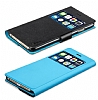 X-Fitted iPhone 6 Plus / 6S Plus ift Renk Kapakl Siyah Mavi Deri Klf - Resim: 5