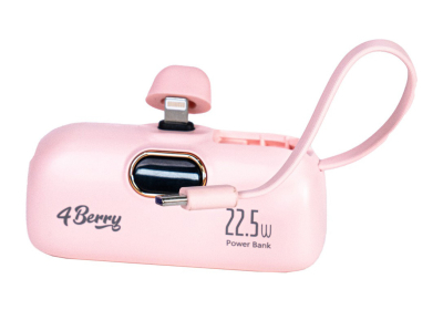 4Berry 5000 mAh Mini Lightning Powerbank | Tak-Çalıştır | Type-C Dahili Kablolu - 3