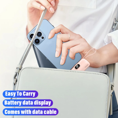 4Berry 5000 mAh Mini Type-C Powerbank | Tak-Çalıştır | Lightning Dahili Kablolu - 11