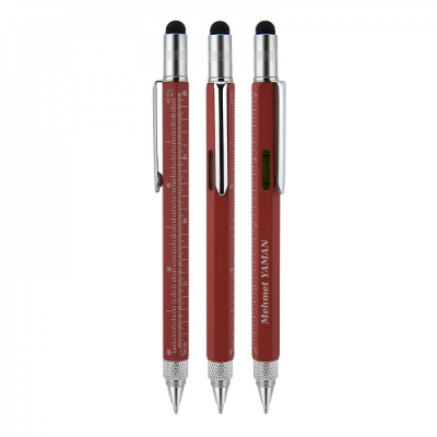 652 Kişiye Özel Metal Su Terazili - Tornavidalı Touchpen Dokunmatik Kalem - 3