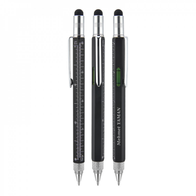 652 Kişiye Özel Metal Su Terazili - Tornavidalı Touchpen Dokunmatik Kalem - 7