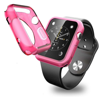 Apple Watch Şeffaf Pembe Silikon Kılıf 38 mm - 1