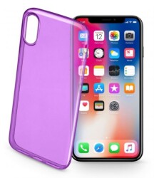 Cellularline iPhone X / XS Color UltraSlim Şeffaf Mor Kılıf - 1