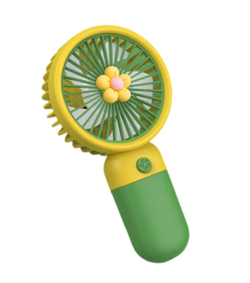 Çiçekli Yeşil Mini El Fanı Vantilatör - 1