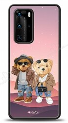 Dafoni Art Huawei P40 Pro Cool Couple Teddy Kılıf - Dafoni