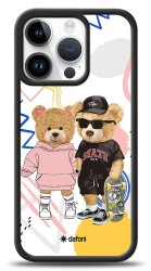 Dafoni Art iPhone 15 Pro Fun Couple Teddy Kılıf - 1