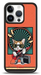 Dafoni Art iPhone 15 Pro Guitarist Cat Kılıf - 1