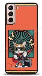 Dafoni Art Samsung Galaxy S21 Guitarist Cat Kılıf - Dafoni