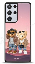 Dafoni Art Samsung Galaxy S21 Ultra Cool Couple Teddy Kılıf - Dafoni
