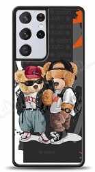 Dafoni Art Samsung Galaxy S21 Ultra Icon Couple Teddy Kılıf - Dafoni