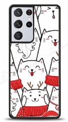 Dafoni Art Samsung Galaxy S21 Ultra New Year Cats Kılıf - Dafoni