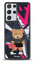 Dafoni Art Samsung Galaxy S21 Ultra Rock And Roll Teddy Bear Kılıf - Dafoni