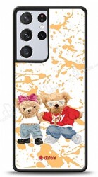 Dafoni Art Samsung Galaxy S21 Ultra Style Couple Teddy Kılıf - Dafoni