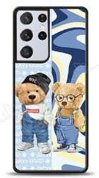 Dafoni Art Samsung Galaxy S21 Ultra Summer Couple Teddy Kılıf - Dafoni