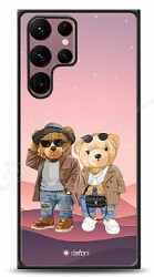 Dafoni Art Samsung Galaxy S22 Ultra 5G Cool Couple Teddy Kılıf - Dafoni