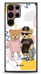 Dafoni Art Samsung Galaxy S22 Ultra 5G Fun Couple Teddy Kılıf - Dafoni