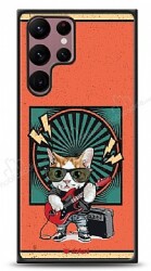 Dafoni Art Samsung Galaxy S22 Ultra 5G Guitarist Cat Kılıf - Dafoni
