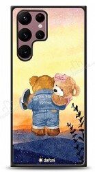 Dafoni Art Samsung Galaxy S22 Ultra 5G Sunset Teddy Bears Kılıf - Dafoni