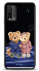 Dafoni Art Xiaomi Redmi Note 9 4G Under The Stars Teddy Bears Kılıf - Dafoni