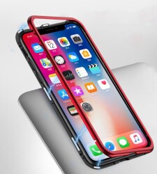 Dafoni Glass Guard iPhone X / XS Metal Kenarlı Cam Kırmızı Kılıf - 2