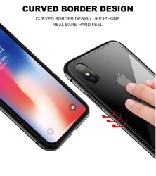 Dafoni Glass Guard iPhone X / XS Metal Kenarlı Cam Kırmızı Kılıf - 4