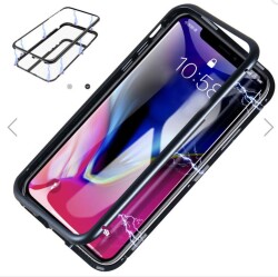 Dafoni Glass Guard iPhone X / XS Metal Kenarlı Cam Kırmızı Kılıf - 5
